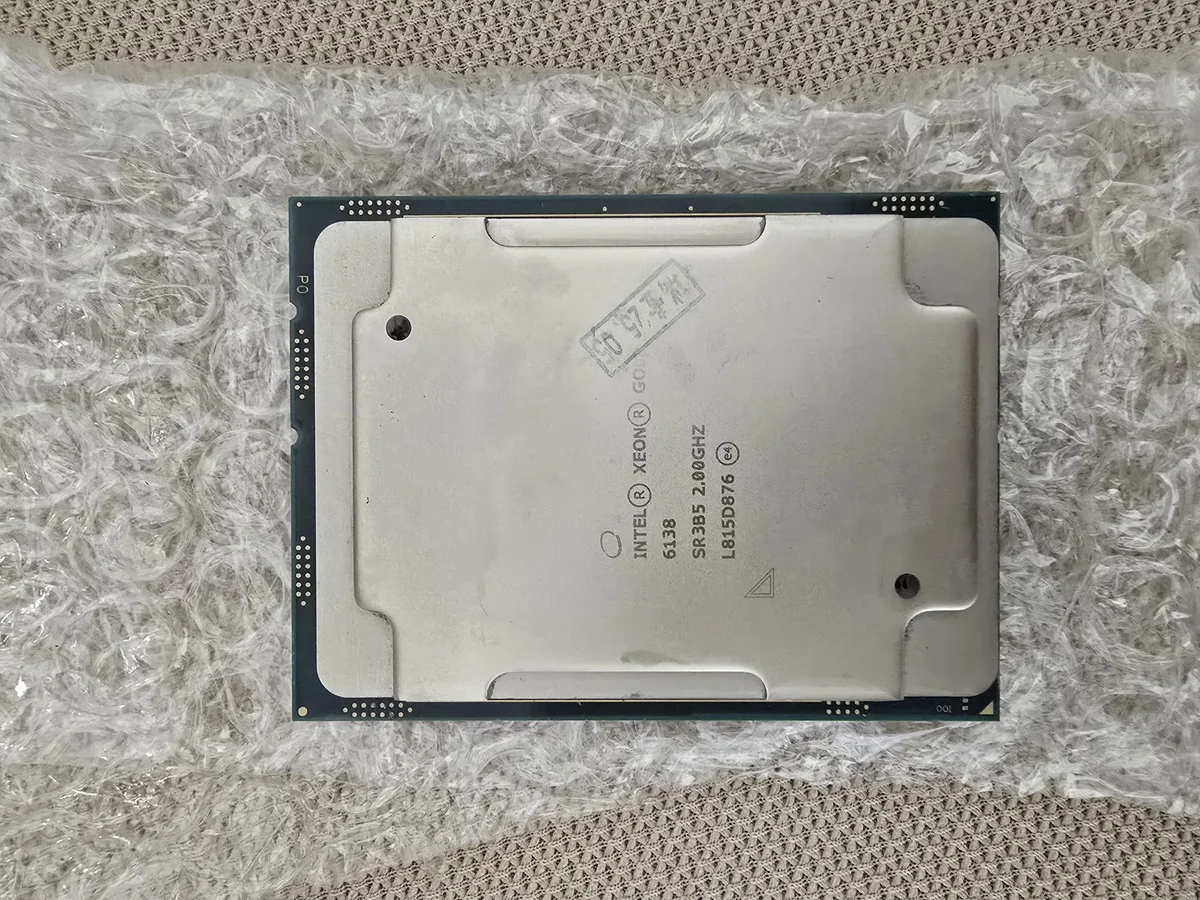 알리익스프레스에서 도착한 인텔 제온 골드 6138 실물 — 중국 검수 스티커가 붙은 채로 왔다